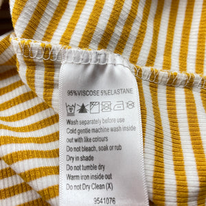 Girls Eve Girl, stretchy mustard & white stripe casual dress, EUC, size 10, L: 63cm