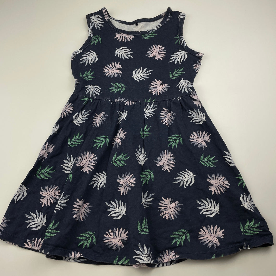 Girls Anko, navy cotton casual dress, FUC, size 6, L: 56cm