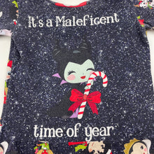 Load image into Gallery viewer, Girls navy, stretchy Christmas bodysuit, Maleficent, FUC, size 6,  