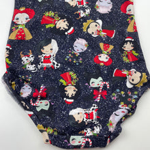 Load image into Gallery viewer, Girls navy, stretchy Christmas bodysuit, Maleficent, FUC, size 6,  