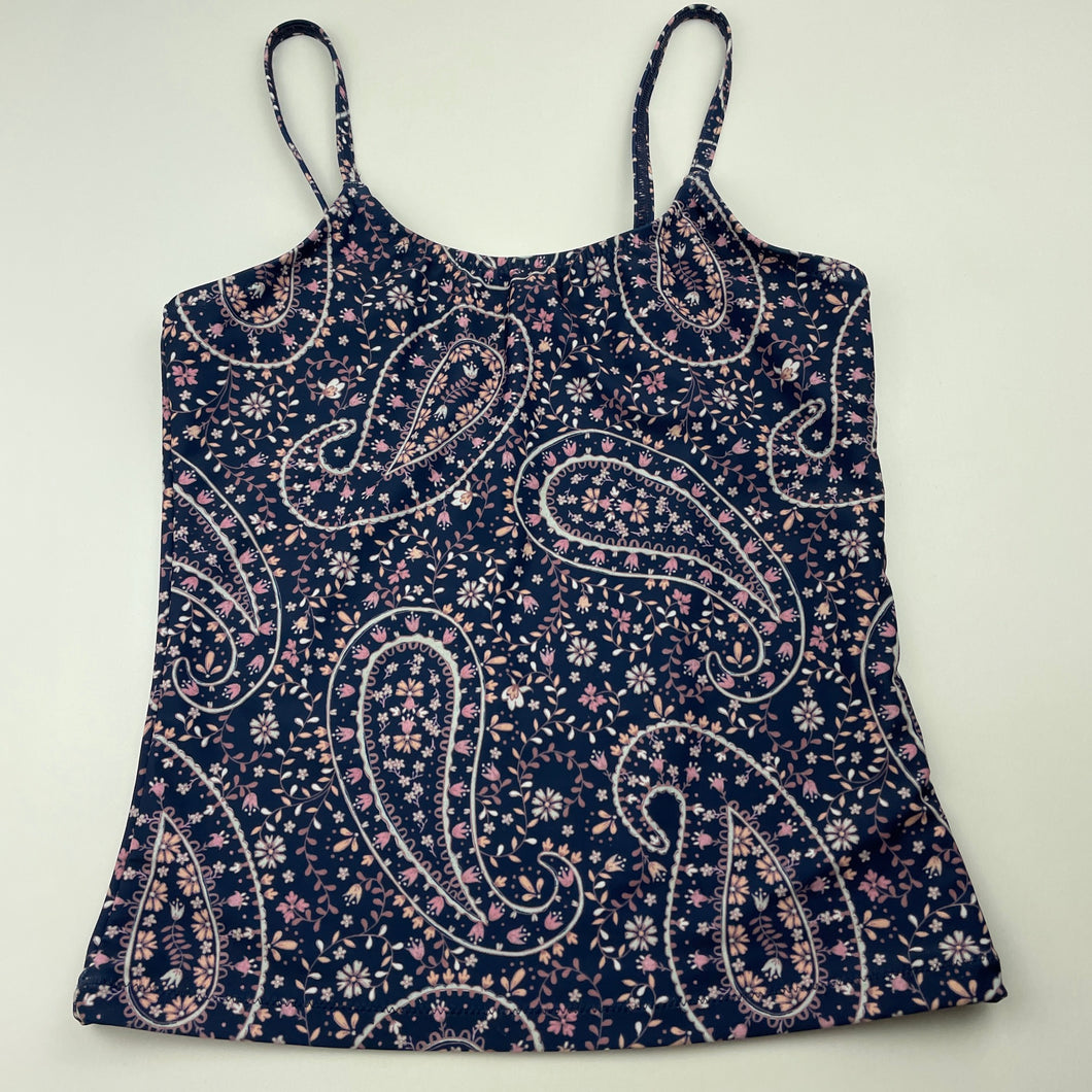 Girls Target, navy floral swim top, EUC, size 12,  