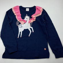 Load image into Gallery viewer, Girls Tutus &amp; Tambourines, knitted cotton sweater / jumper, unicorn, EUC, size 8,  