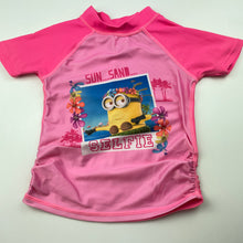 Load image into Gallery viewer, Girls Despicable Me, Minions short sleeve rashie / swim top, GUC, size 2,  