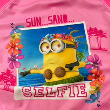 Load image into Gallery viewer, Girls Despicable Me, Minions short sleeve rashie / swim top, GUC, size 2,  