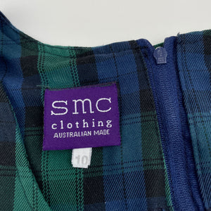 Girls SMC Clothing, green & blue check school dress, armpit to armpit: 40cm, FUC, size 10, L: 67cm