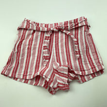 Load image into Gallery viewer, Girls KID, red &amp; white linen / viscose shorts, elaticated, GUC, size 8,  