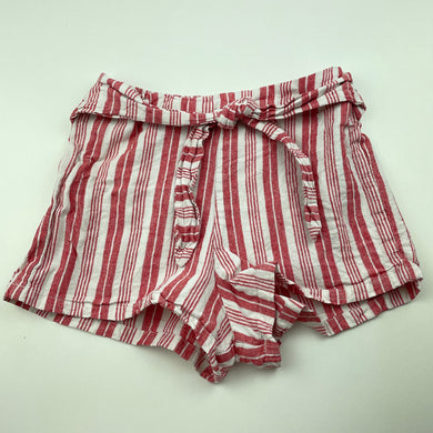 Girls KID, red & white linen / viscose shorts, elaticated, GUC, size 8,  