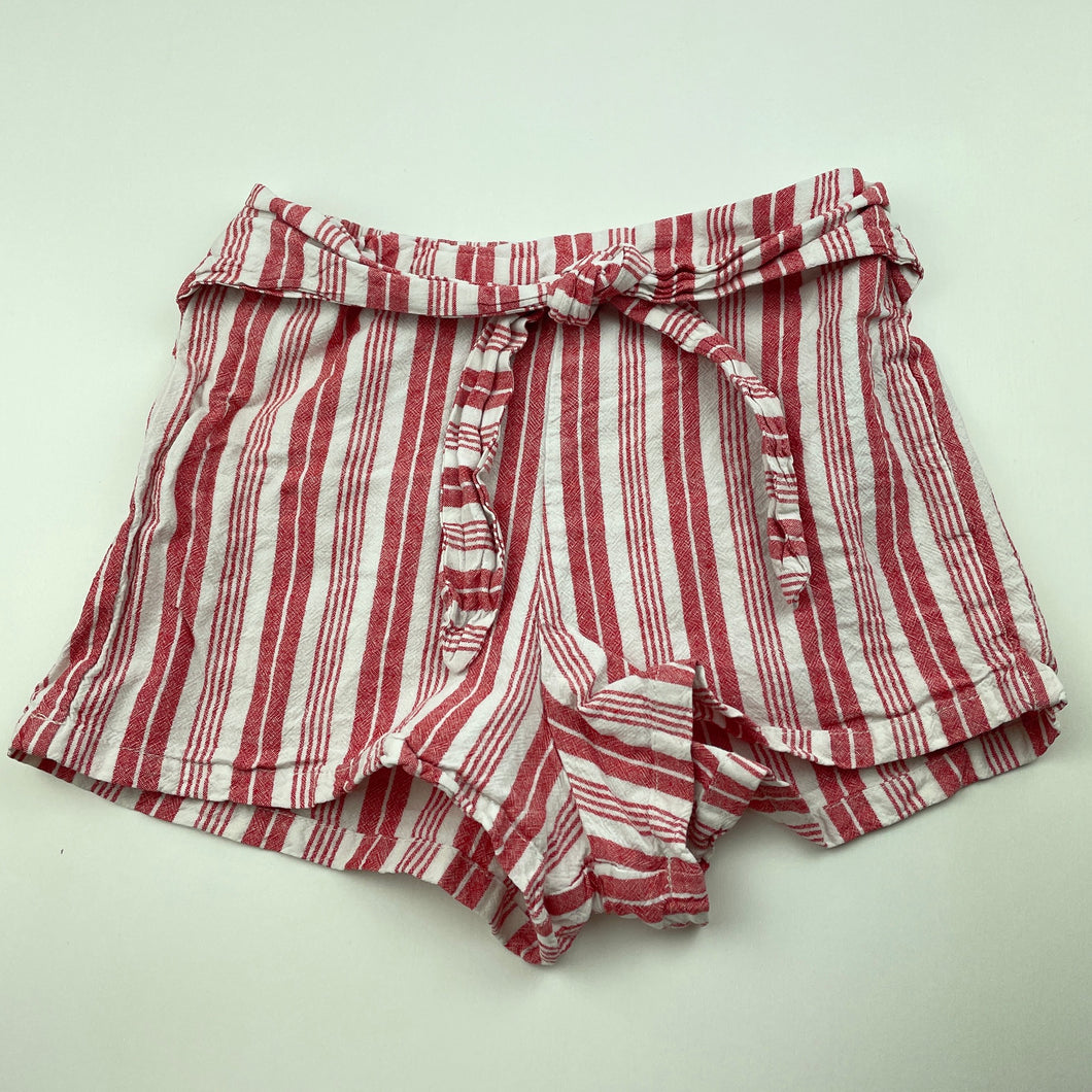 Girls KID, red & white linen / viscose shorts, elaticated, GUC, size 8,  
