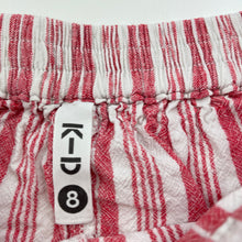 Load image into Gallery viewer, Girls KID, red &amp; white linen / viscose shorts, elaticated, GUC, size 8,  