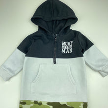 Load image into Gallery viewer, Boys Baby Baby, fleece lined hooded romper / overalls, EUC, size 1,  