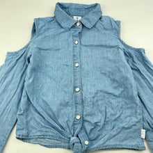 Load image into Gallery viewer, Girls Target, chambray cotton open-shoulder tie front top, FUC, size 7,  