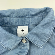 Load image into Gallery viewer, Girls Target, chambray cotton open-shoulder tie front top, FUC, size 7,  