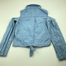 Load image into Gallery viewer, Girls Target, chambray cotton open-shoulder tie front top, FUC, size 7,  