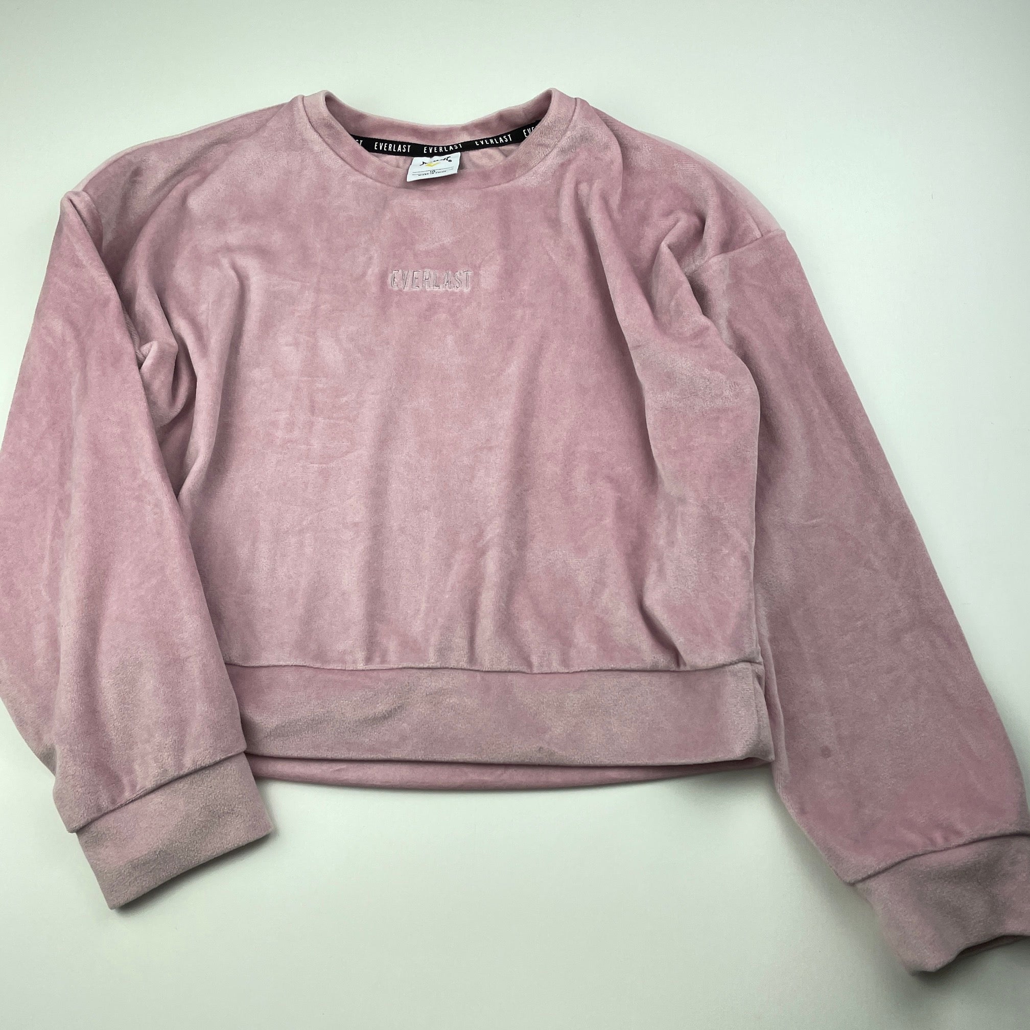 EVERLAST, soft feel pink velour sweater jumper, EUC, size 10