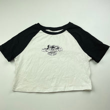 Load image into Gallery viewer, Girls SHEIN, black &amp; white cropped t-shirt / top, EUC, size 11-12,  