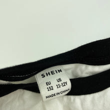 Load image into Gallery viewer, Girls SHEIN, black &amp; white cropped t-shirt / top, EUC, size 11-12,  
