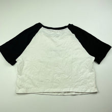 Load image into Gallery viewer, Girls SHEIN, black &amp; white cropped t-shirt / top, EUC, size 11-12,  