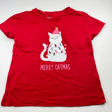 Load image into Gallery viewer, Girls Anko, red cotton Christmas t-shirt / top, cat, EUC, size 9,  