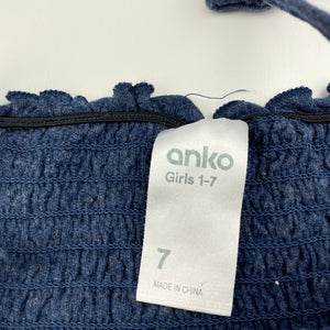 Girls Anko, blue marle cotton summer top, GUC, size 7,  