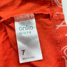 Load image into Gallery viewer, Girls Anko, orange cotton t-shirt / top, birds, GUC, size 7,  