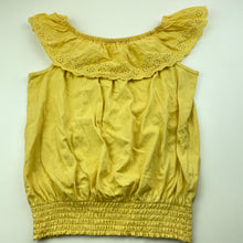 Load image into Gallery viewer, Girls Target, broderie trim yellow cotton top, EUC, size 8,  