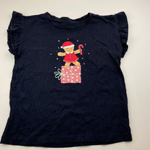 Load image into Gallery viewer, Girls Anko, navy cotton Christmas t-shirt / top, EUC, size 9,  