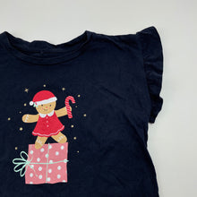 Load image into Gallery viewer, Girls Anko, navy cotton Christmas t-shirt / top, EUC, size 9,  