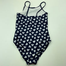 Load image into Gallery viewer, Girls H&amp;M, navy swim one-piece, hearts, GUC, size 7-8,  