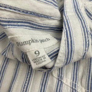 Boys Pumpkin Patch, cotton / linen long sleeve collarless shirt, EUC, size 9,  