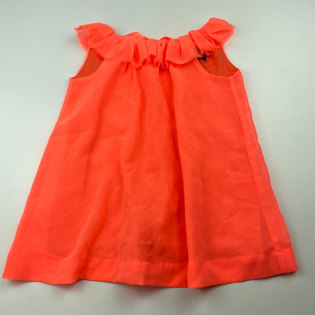 Girls Bardot Junior, cotton lined lightweight party dress, FUC, size 0, L: 40cm