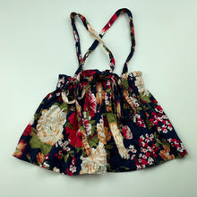 Load image into Gallery viewer, Girls TOOTS, floral cotton suspender skirt, elasticated, EUC, size 000,  