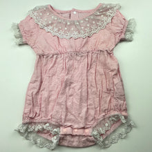 Load image into Gallery viewer, Girls SHEIN, lace trim lightweight cotton romper, GUC, size 0,  