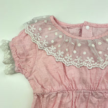 Load image into Gallery viewer, Girls SHEIN, lace trim lightweight cotton romper, GUC, size 0,  