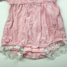 Load image into Gallery viewer, Girls SHEIN, lace trim lightweight cotton romper, GUC, size 0,  