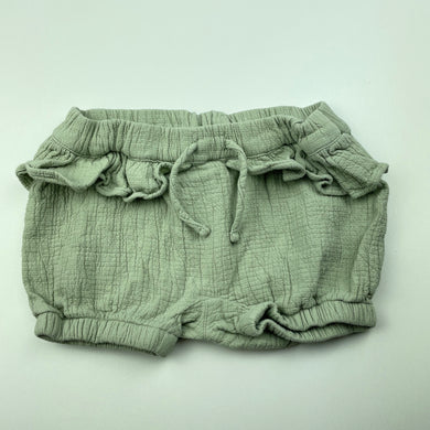 Girls Anko, sage crinkle cotton shorts, elasticated, GUC, size 00,  