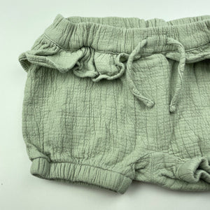 Girls Anko, sage crinkle cotton shorts, elasticated, GUC, size 00,  