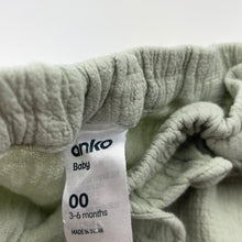 Load image into Gallery viewer, Girls Anko, sage crinkle cotton shorts, elasticated, GUC, size 00,  