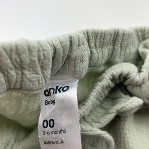 Girls Anko, sage crinkle cotton shorts, elasticated, GUC, size 00,  