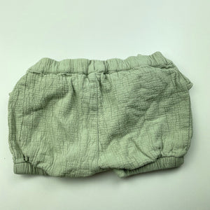 Girls Anko, sage crinkle cotton shorts, elasticated, GUC, size 00,  