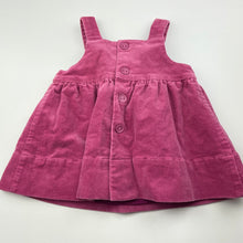 Load image into Gallery viewer, Girls Blue Sky, lined embroidered corduroy cotton overalls dress, EUC, size 00, L: 36cm