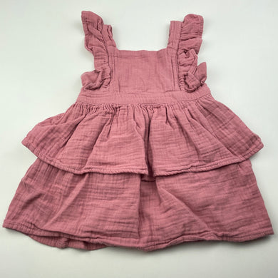Girls Dymples, tiered crinkle cotton summer dress, GUC, size 0, L: 39cm