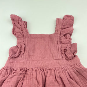 Girls Dymples, tiered crinkle cotton summer dress, GUC, size 0, L: 39cm