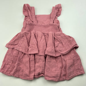 Girls Dymples, tiered crinkle cotton summer dress, GUC, size 0, L: 39cm
