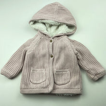 Load image into Gallery viewer, Girls Anko, thick fleece lined knitted cotton hooded cardigan, GUC, size 00,  