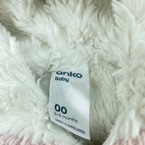 Girls Anko, thick fleece lined knitted cotton hooded cardigan, GUC, size 00,  