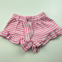 Load image into Gallery viewer, Girls Kids &amp; Co, pink &amp; white stripe shorts, elasticated, FUC, size 00,  