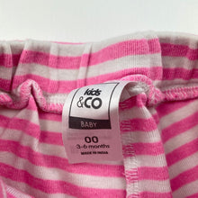 Load image into Gallery viewer, Girls Kids &amp; Co, pink &amp; white stripe shorts, elasticated, FUC, size 00,  