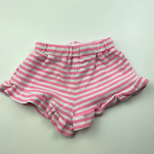 Load image into Gallery viewer, Girls Kids &amp; Co, pink &amp; white stripe shorts, elasticated, FUC, size 00,  