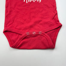 Load image into Gallery viewer, unisex Laughing Giraffe, red cotton Christmas bodysuit / romper, GUC, size 0,  