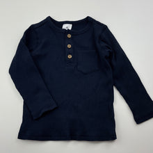 Load image into Gallery viewer, Boys Target, navy ribbed long sleeve henley top, EUC, size 1,  
